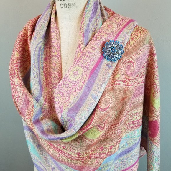 Colorful Rainbow Woven Women's Scarf / Wrap with Fringe 20 1/2" x 80" * NEW - Picture 3 of 14